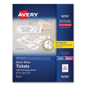 Picture of TICKET,TEAR AWAY,5PK/C,WH
