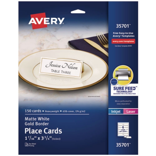 Picture of CARD,PLACE,150/PK,GLD,WH