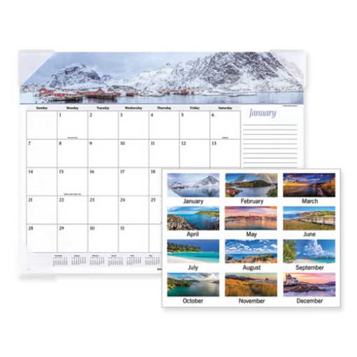 Picture of Seascape Panoramic Desk Pad, Seascape Panoramic Photography, 22 x 17, White Sheets, Clear Corners, 12-Month (Jan-Dec): 2024