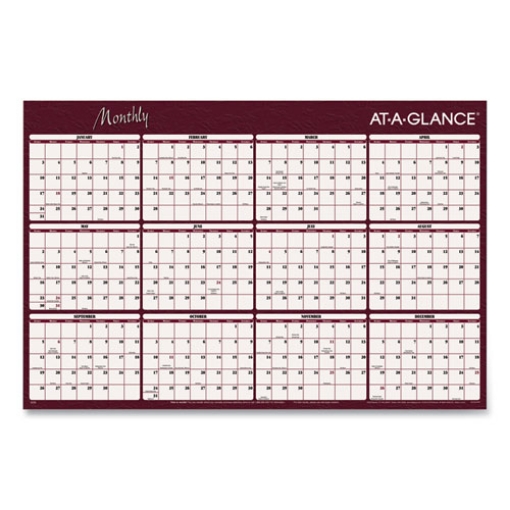 Picture of Reversible Horizontal Erasable Wall Planner, 48 x 32, Assorted Sheet Colors, 12-Month (Jan to Dec): 2024