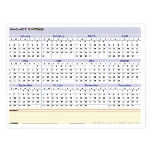 Picture of QuickNotes Mini Erasable Wall Planner, 16 x 12, White/Blue/Yellow Sheets, 12-Month (Jan to Dec): 2024
