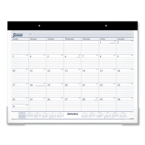 Picture of Desk Pad, 21.75 x 17, White Sheets, Black Binding, Clear Corners, 12-Month (Jan to Dec): 2024