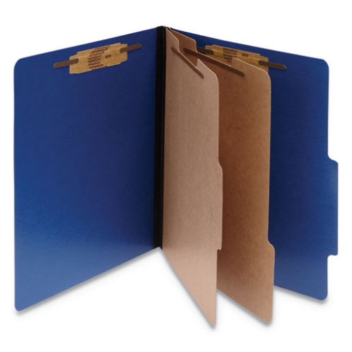 Picture of ColorLife PRESSTEX Classification Folders, 3" Expansion, 2 Dividers, 6 Fasteners, Letter Size, Dark Blue Exterior, 10/Box