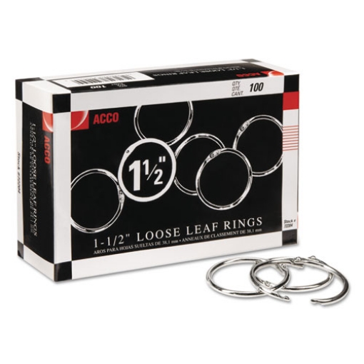 Picture of Metal Book Rings, 1.5" Diameter, 100/Box