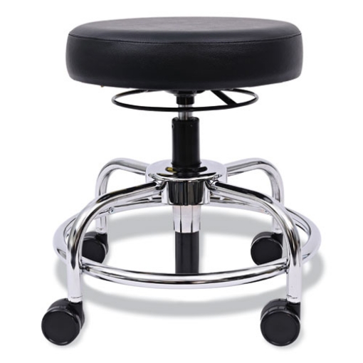 Picture of Alera Hl Series Height-Adjustable Utility Stool, Backless, Supports Up To 300 Lb, 24" Seat Height, Black Seat, Chrome Base