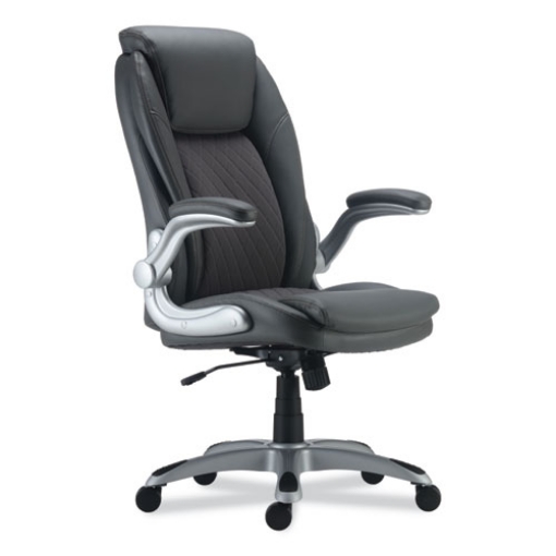 Picture of ALERA LEITHEN BONDED LEATHER MIDBACK CHAIR, SUPPORTS UP TO 275 LB, GRAY SEAT/BACK, SILVER BASE