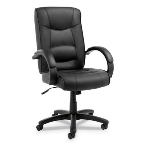 Picture of Alera Strada Series High-Back Swivel/tilt Top-Grain Leather Chair, Supports Up To 275 Lb, 17.91" To 21.85" Seat Height, Black