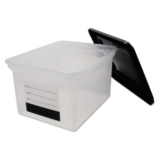 Picture of File Tote With Contents Label, Letter/legal Files, 17.75" X 14" X 10.25", Clear/black