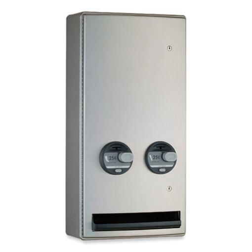 Picture of ConturaSeries Surface-Mounted Napkin/Tampon Vendor, 25 Cent Coin Mechanism, 14.5 x 7.13 x 28.5, Satin Stainless Steel