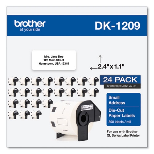 Picture of die-cut address labels, 1.1 x 2.4, white, 800 labels/roll, 24 rolls/pack