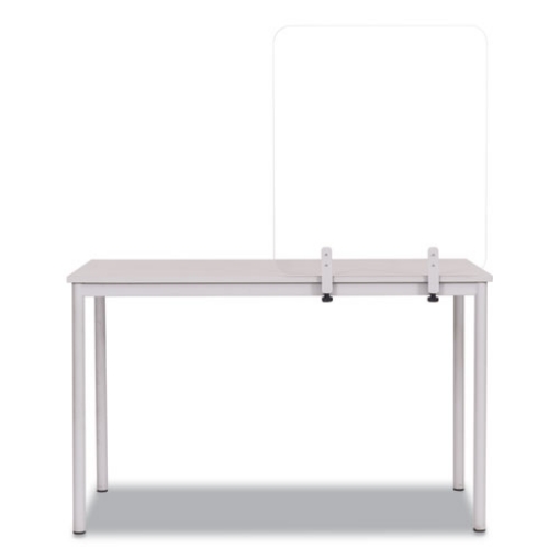 Picture of Protector Series Frameless Glass Desktop Divider, 35.4 X 0.16 X 35.4, Clear/aluminum