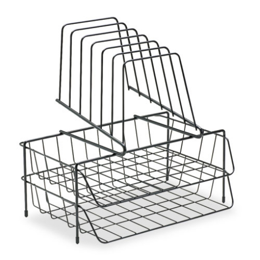 Picture of Wire Double Tray With Step File Sorter, 8 Sections, Letter Size Files, 13.88" X 10.13" X 14", Black