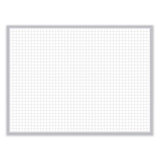 Picture of 1 x 1 Grid Magnetic Whiteboard, 48.5 x 36.5, White/Gray Surface, Satin Aluminum Frame, Ships in 7-10 Business Days