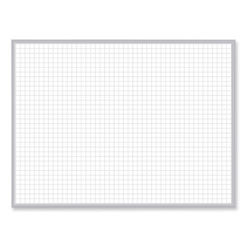 Picture of 1 x 1 Grid Magnetic Whiteboard, 96.5 x 48.5, White/Gray Surface, Satin Aluminum Frame, Ships in 7-10 Business Days
