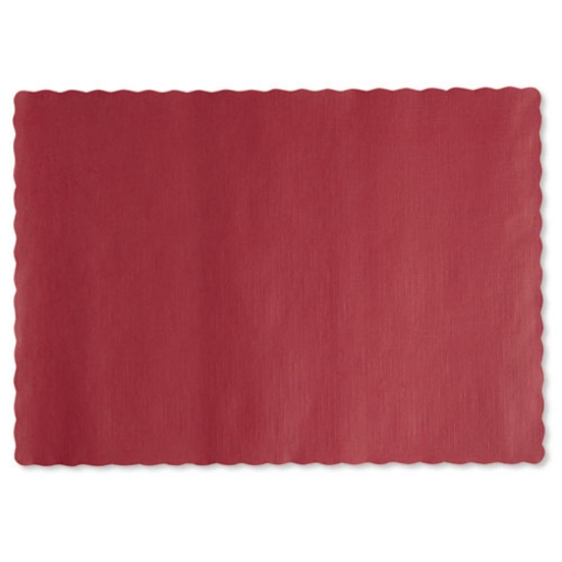 Picture of Solid Color Scalloped Edge Placemats, 9.5 X 13.5, Red, 1,000/carton