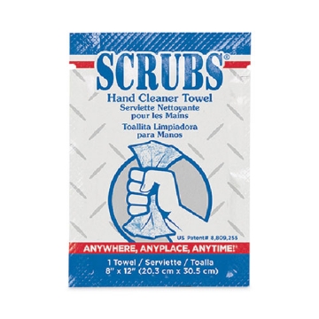 Picture of Hand Cleaner Towels, 1-Ply, 12 x 8, Citrus, Blue/White, 100 Packets/Carton