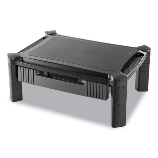 Picture of Large Monitor Stand With Cable Management And Drawer, 18.38" X 13.63" X 5", Black