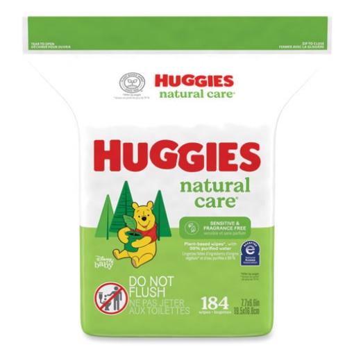 Picture of Natural Care Sensitive Baby Wipes, 1-Ply, 3.88 x 6.6, Unscented, White, 184/Pack, 3 Packs/Carton