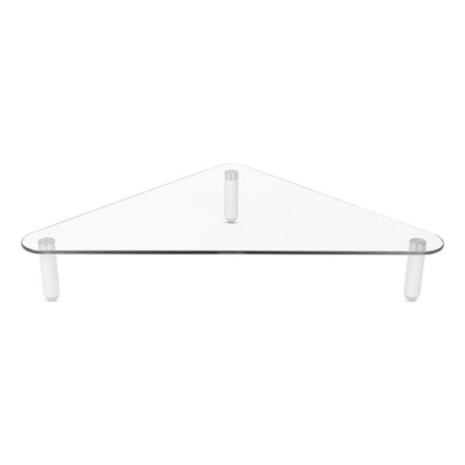 Picture of Glass Corner Monitor Riser, 19.7" x 11" x  3.25", Clear, Supports 40 lbs