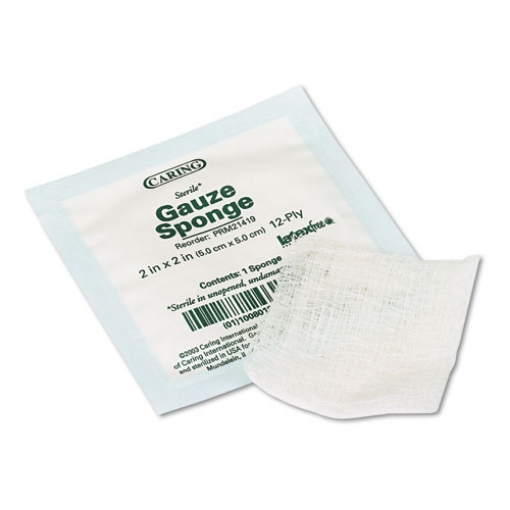 Picture of Caring Woven Gauze Sponges, Sterile, 12-Ply, 2 X 2, 2,400/carton