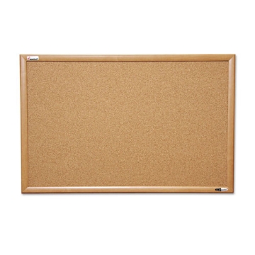 Picture of 7195012182026 SKILCRAFT Quartet Cork Board, 48 x 36, Tan Surface, Oak Wood Frame
