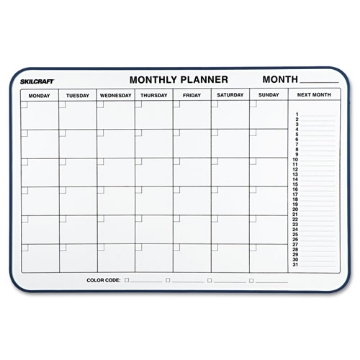 Picture of 7520014845263 SKILCRAFT Quartet Cubicle Calendar Board, One Month, 24 x 36, White Surface, Aluminum Frame