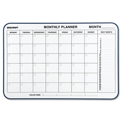 Picture of 7520014845263 SKILCRAFT Quartet Cubicle Calendar Board, One Month, 24 x 36, White Surface, Aluminum Frame