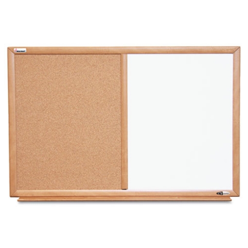 Picture of 7110015680401 SKILCRAFT Quartet Combination Board, 36 x 24, Tan/White Surface, Oak Wood Frame