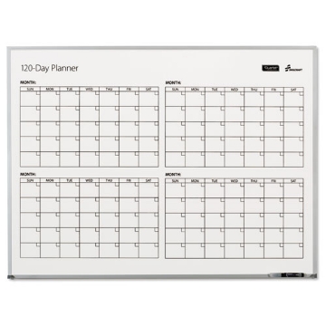 Picture of 7110016222133 SKILCRAFT Quartet 4-Month Dry Erase Calendar, 48 x 36, White Surface, Silver Aluminum Frame