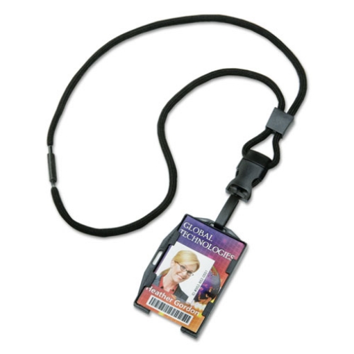 Picture of 8455016258997 SKILCRAFT Breakaway Lanyard, Plastic Side Release Buckle Fastener, 36" Long, Nylon, Black, Dozen