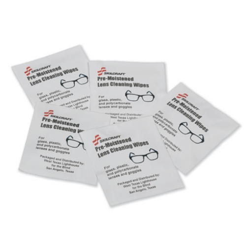 Picture of 7930016809882, Skilcraft Lens Wipes, 5 X 8, White, 100/box