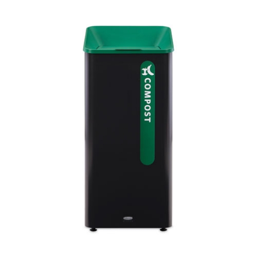 Picture of Sustain Decorative Refuse with Recycling Lid, 23 gal, Metal/Plastic, Black/Green