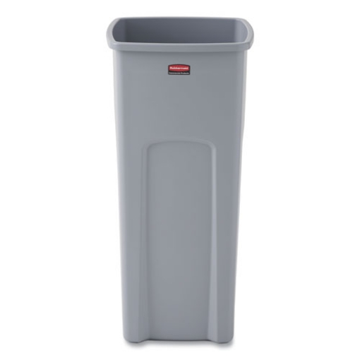 Picture of Untouchable Square Waste Receptacle, 23 gal, Plastic, Gray
