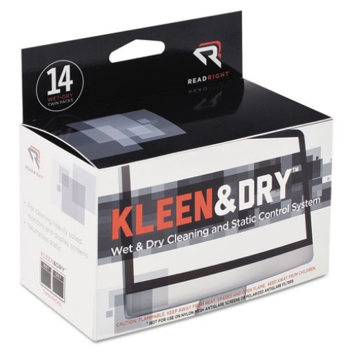 Picture of Two Step ScreenKleen Wet and Dry Cleaning Wipes, 5 x 5, Unscented, 14/Box