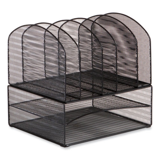 Picture of Onyx Mesh Desk Organizer, 2 Horizontal/6 Upright Sections, Letter Size, 13.25 x 11.32 x 13.32, Black, Ships in 1-3 Bus Days