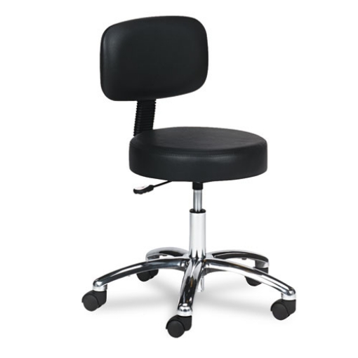 Picture of Pneumatic Lab Stool With Back, Supports Up To 250 Lb, 30.5" To 35.5" Seat Height, Black Seat/back, Chrome Base