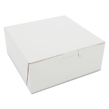 Picture of white one-piece non-window bakery boxes, 6 x 6 x 2.5, white, paper, 250/carton
