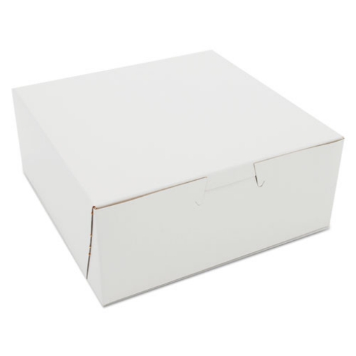 Picture of white one-piece non-window bakery boxes, 6 x 6 x 2.5, white, paper, 250/carton