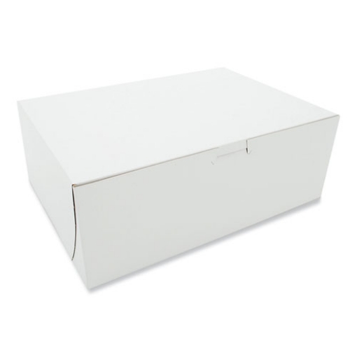 Picture of White One-Piece Non-Window Bakery Boxes, 11 x 8 x 4, White, Paper, 100/Bundle