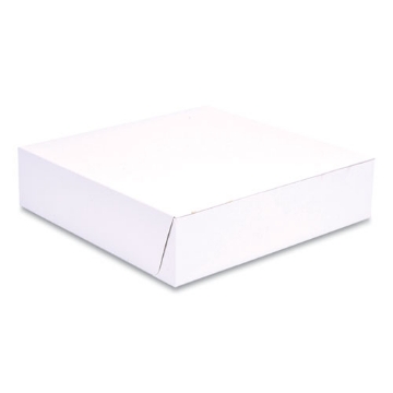 Picture of White One-Piece Non-Window Bakery Boxes, 10 x 10 x 2.5, White, Paper, 250/Bundle