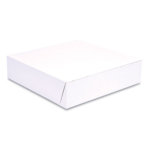 Picture of White One-Piece Non-Window Bakery Boxes, 10 x 10 x 2.5, White, Paper, 250/Bundle