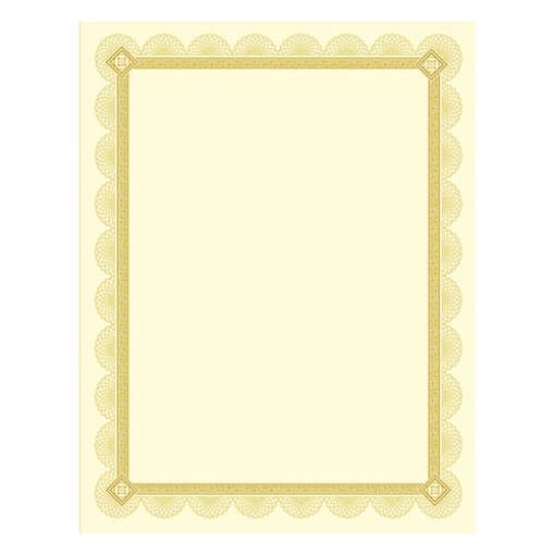Picture of Premium Certificates, 8.5 X 11, Ivory/gold With Spiro Gold Foil Border,15/pack