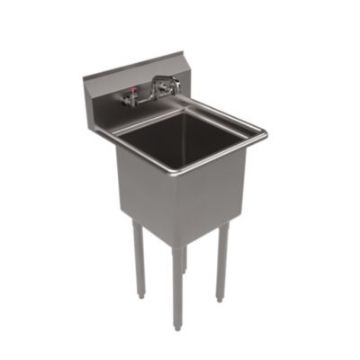 Picture of Stainless Steel Sink and Faucet Bundle, Sink/Faucet/Faucet Mounting Kit/Drain, 15" L x 15" W x 14" D, Ships in 4-6 Bus Days