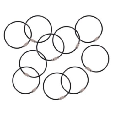 Picture of Arsenal 5719 Wire Cable Key Ring, 1.88" dia, Iron, Black, 10/Pack, Ships in 1-3 Business Days