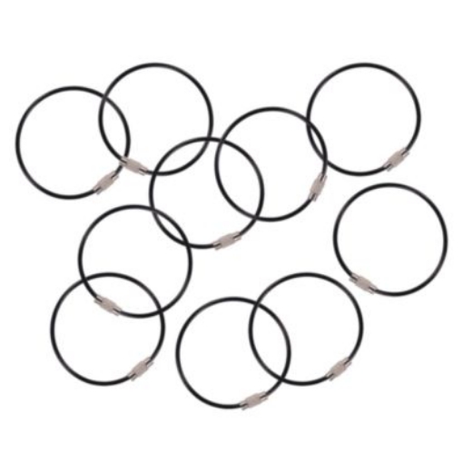 Picture of Arsenal 5719 Wire Cable Key Ring, 1.88" dia, Iron, Black, 10/Pack, Ships in 1-3 Business Days
