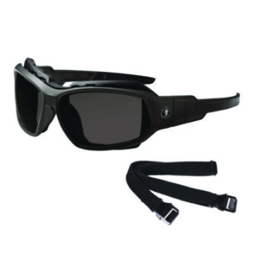 Picture of Skullerz LOKI Anti-Scratch/Anti-Fog Convert Safety Spoggles, Strap, Matte Black Frame,Smoke Poly Lens, Ships in 1-3 Bus Days