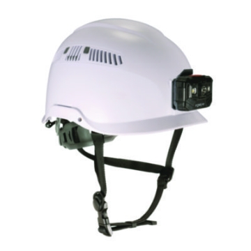 Picture of Class C Safety Helmet with LED Light and Adjustable Venting, 6-Point Rachet Suspension, White, Ships in 1-3 Business Days