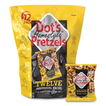Picture of Honey Mustard Pretzels, Honey Mustard, 1.5 oz Bag, 12 Bags/Pack, 2/Carton, Ships in 1-3 Business Days