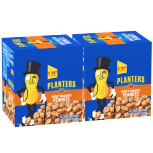 Picture of Honey Roasted Peanuts, 1.75 oz Tubes, 18 Tubes/Box, 2 Boxes/Carton, Ships in 1-3 Business Days