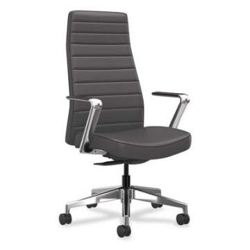 Picture of Cofi Executive High Back Chair, Supports up to 300 lb, Graphite Seat/Back, Polished Aluminum Base,Ships in 7-10 Business Days